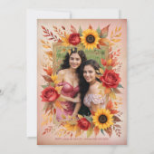 Invitation Exquisite Twins Botanical Frame Spanish Photo XVs (Dos)