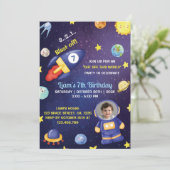 Invitation Extérieur Planètes spatiales Boy Photo Anniversair (Debout devant)