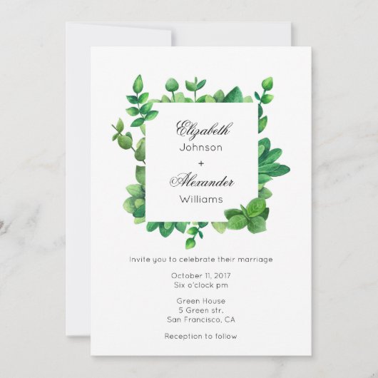 Invitation extérieure de mariage de jardin. Invita (Devant)