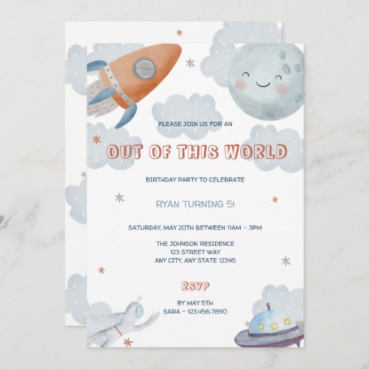 Invitation Extrait de ce monde Espace extra-atmosphérique Inv (Devant / Derrière)