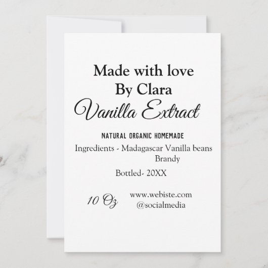 Invitation Extrait de vanille fait maison ajouter les ingrédi (Devant)