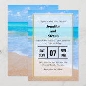 Invitation Extraordinaire Beach Tropical Scene Photo Mariage (Devant / Derrière)