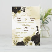 Invitation Extraordinaire fleurs d'ivoire brun mariage (Debout devant)