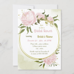 Invitation extraordinaire fleurs roses or couronnes douche nu