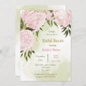 Invitation extraordinaire fleurs roses verdure douche nuptial (Devant / Derrière)