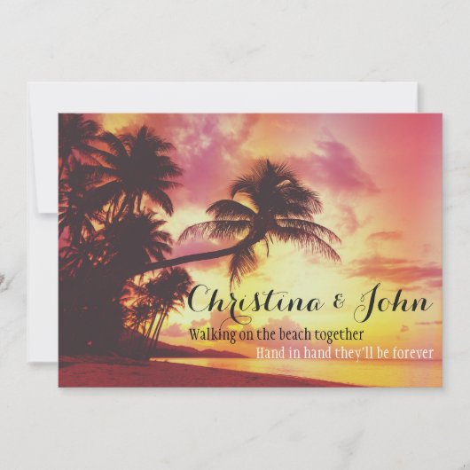 Invitation Extraordinaire Tropical Beach Sunset Palm Trees Ma (Devant)