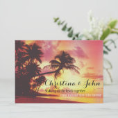 Invitation Extraordinaire Tropical Beach Sunset Palm Trees Ma (Debout devant)