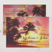 Invitation Extraordinaire Tropical Beach Sunset Palm Trees Ma (Devant / Derrière)