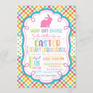 Invitation Extravagance de la chasse aux oeufs de Pâques Bunn
