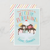 Invitation Extravaganza crème glacée Anniversaire Merci (Devant / Derrière)