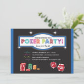 Invitation Extravaganza de la fête de Poker (bleu/ (Debout devant)