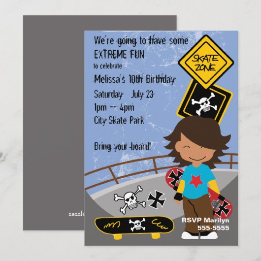 Invitation Extreme Skateboard (Devant / Derrière)