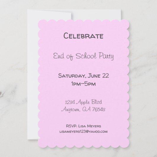 Invitation Extrémité de crème glacée d'été de partie d'école (Dos)