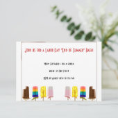 Invitation Extrémité de Popsicle d'invitation de Fête du (Debout devant)