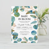Invitation Eycalyptus Rustique Bébé Dans Le Baby shower En Fl (Debout devant)