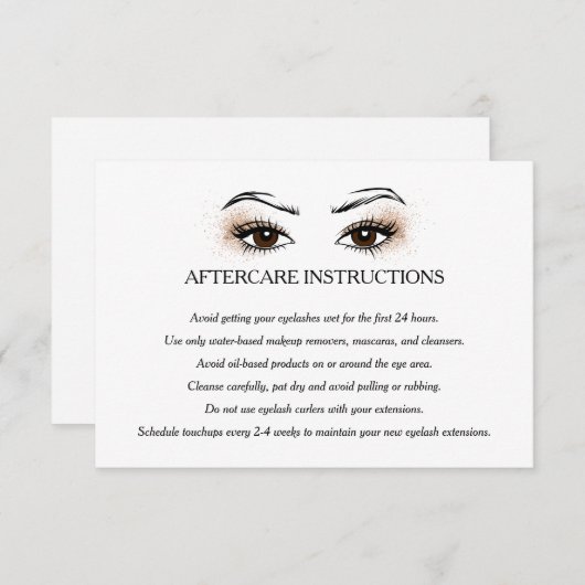 Invitation Eyelash extension Brow Bar Instructions pour la pr (Devant / Derrière)