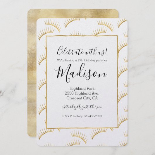 Invitation Eyelashes Glam Or (Devant / Derrière)