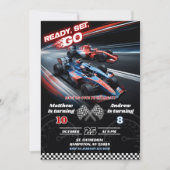 Invitation F1 Deux Véhicules de Course Anniversaire Commun (Devant)