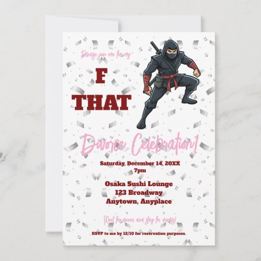 Invitation F that Ninja Divorce Party (Devant)