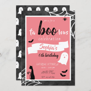 Invitation Fa"boo"lous Girls Birthday Ghost Halloween Invitat