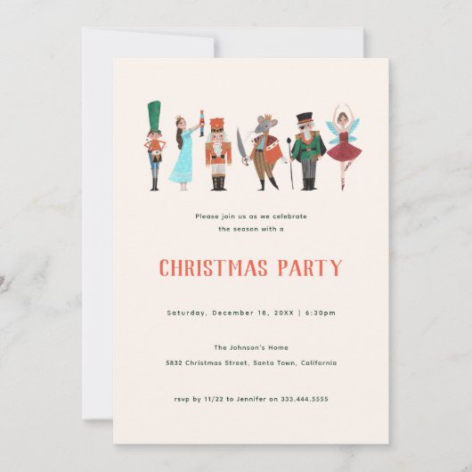 Invitation Fa La La Christmas Nutcracker Ballet Dancer (Devant)