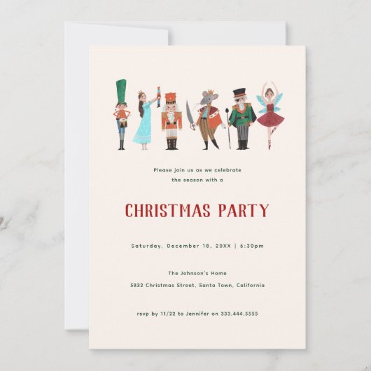 Invitation Fa La La Christmas Party Nutcracker Ballet Dancer (Devant)