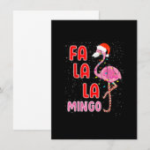 Invitation Fa la la Mingo Flamingo Rose Chapeau de Père Noël (Devant / Derrière)
