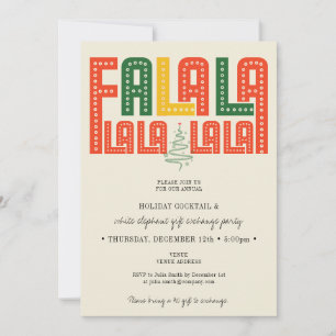Invitation Fa La La Red Holiday Cocktail White Elephant Party