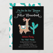 Invitation Fa la Llama Feliz Navidad Party (Devant / Derrière)