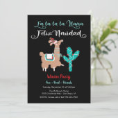 Invitation Fa la Llama Feliz Navidad Party (Debout devant)