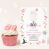 Invitation Fab-boo-lous de fantôme rose et cinq ans