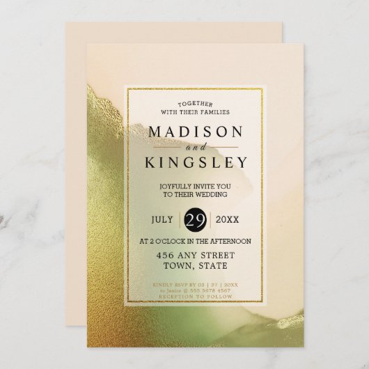 Invitation Fab Chartreuse 💚 Budget Incroyable Abstrait Marid (Devant / Derrière)