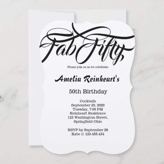 Invitation Fab Cinquante 50 Anniversaire (Devant)
