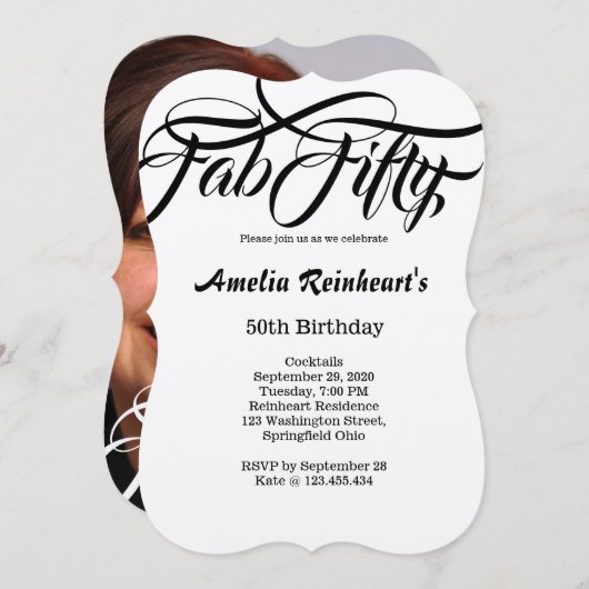 Invitation Fab Cinquante 50 Anniversaire (Devant / Derrière)