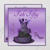Invitation Fab Cinquante Diva Cake Violet, Parkle Haut (Devant / Derrière)