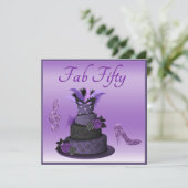 Invitation Fab Cinquante Diva Cake Violet, Parkle Haut (Debout devant)