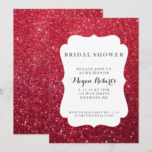 Invitation - Fab de Fête de l'mariée - Cherry Glit (Devant / Derrière)