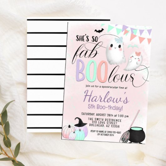 Invitation FabBOOlous Ghost Pastel Halloween Anniversaire