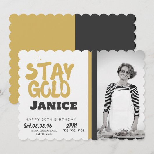 Invitation Fabolous Gold Golden 50th Personalized (Devant / Derrière)