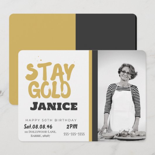 Invitation Fabolous Gold Golden 50th Personalized (Devant / Derrière)