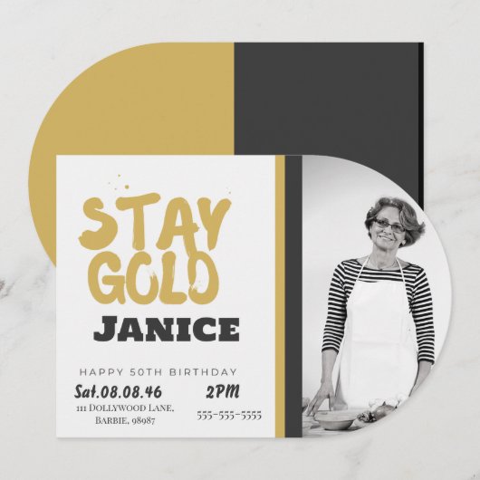 Invitation Fabolous Gold Golden 50th Personalized (Devant / Derrière)
