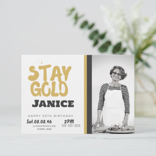 Invitation Fabolous Gold Golden 50th Personalized (Debout devant)