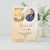 Invitation Fabolous Gold Golden 50th Personalized (Debout devant)