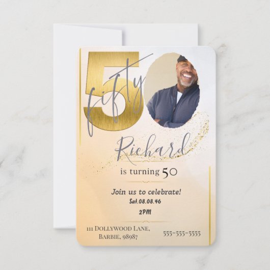 Invitation Fabolous Gold Golden 50th Personalized (Devant)