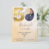 Invitation Fabolous Or personnalisé 50 ans doré (Debout devant)