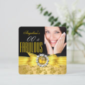 Invitation Fabrique Black Jaune Or Damas Rose Anniversaire (Debout devant)