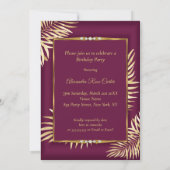 Invitation Fabrique Bourgogne Gold Palms zebra Champagne Part (Dos)
