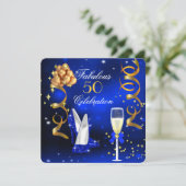 Invitation Fabrique Champagne Party Royal Blue Heels Gold (Debout devant)