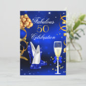Invitation Fabrique Champagne Party Royal Blue Heels Gold (Debout devant)