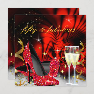 Invitation Fabrique cinquante Rouge Noir Haut talons Gold Par